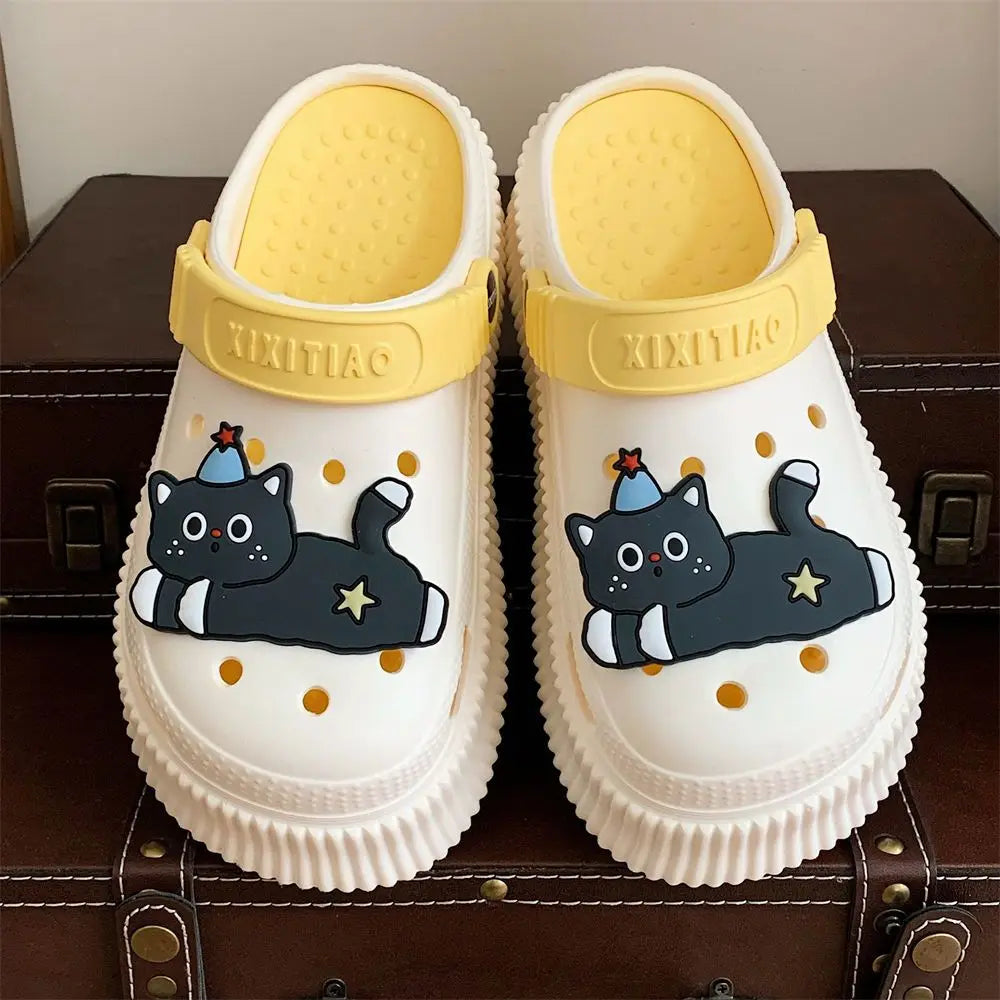 Cartoon Star Cat Slippers – Cozy & Non-Slip Indoor Winter Shoes