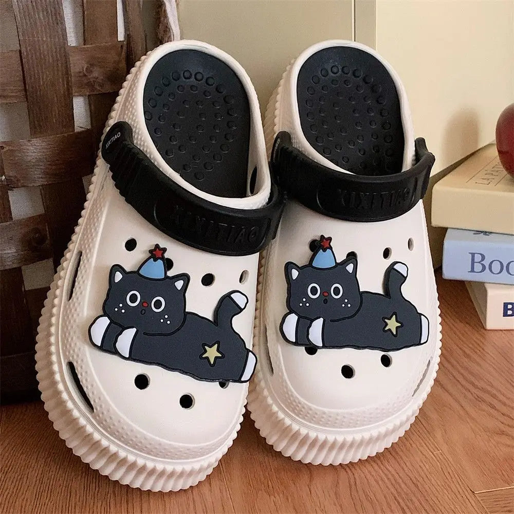 Cartoon Star Cat Slippers – Cozy & Non-Slip Indoor Winter Shoes