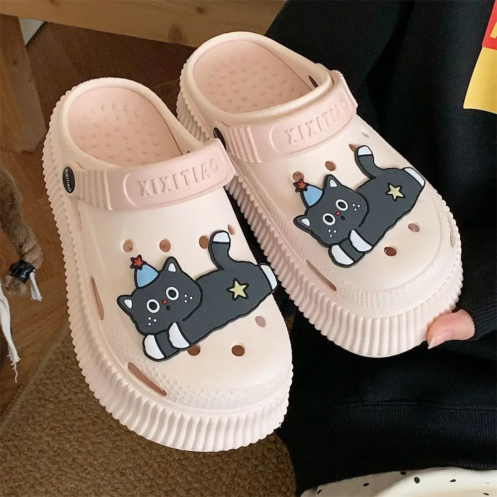 Cartoon Star Cat Slippers – Cozy & Non-Slip Indoor Winter Shoes