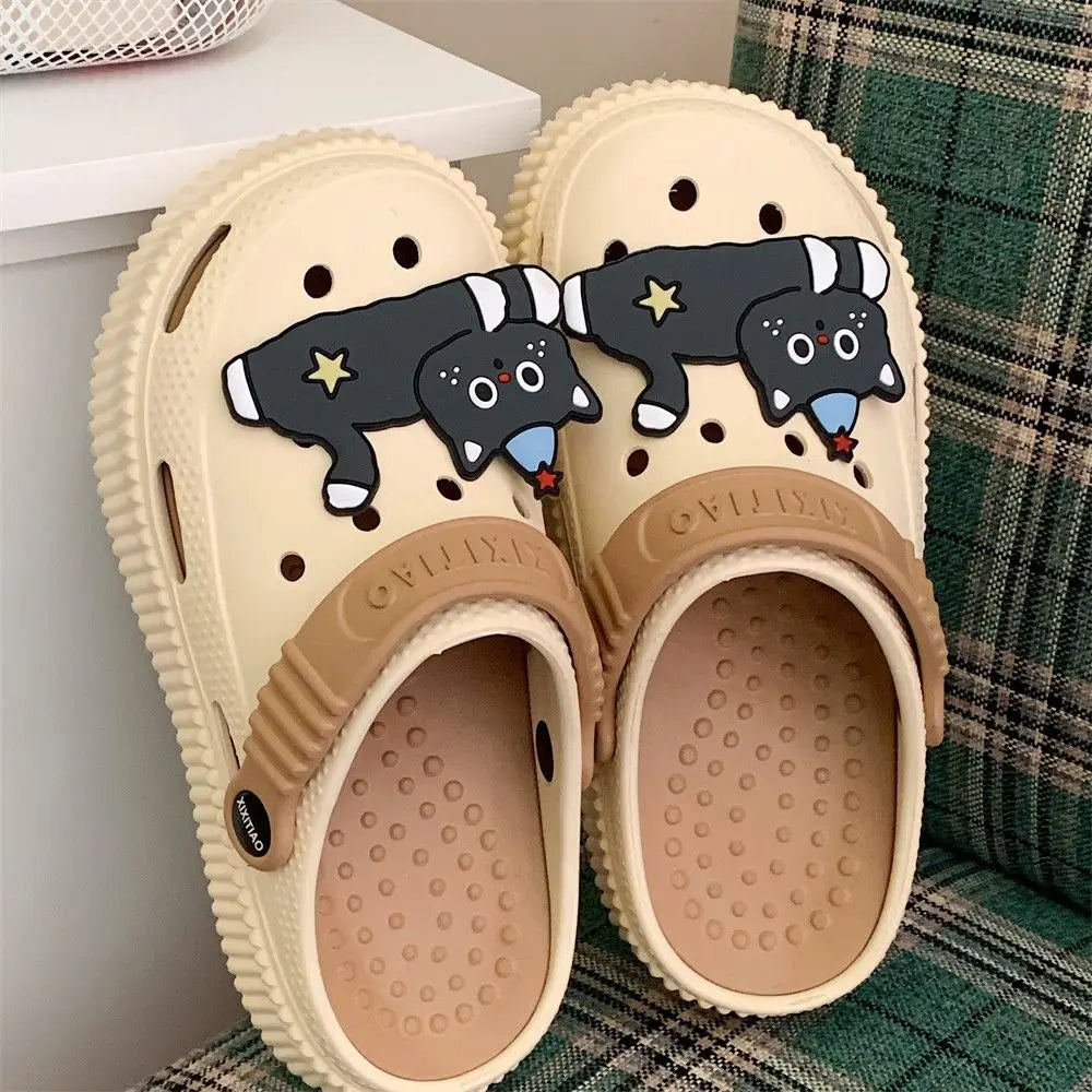 Cartoon Star Cat Slippers – Cozy & Non-Slip Indoor Winter Shoes