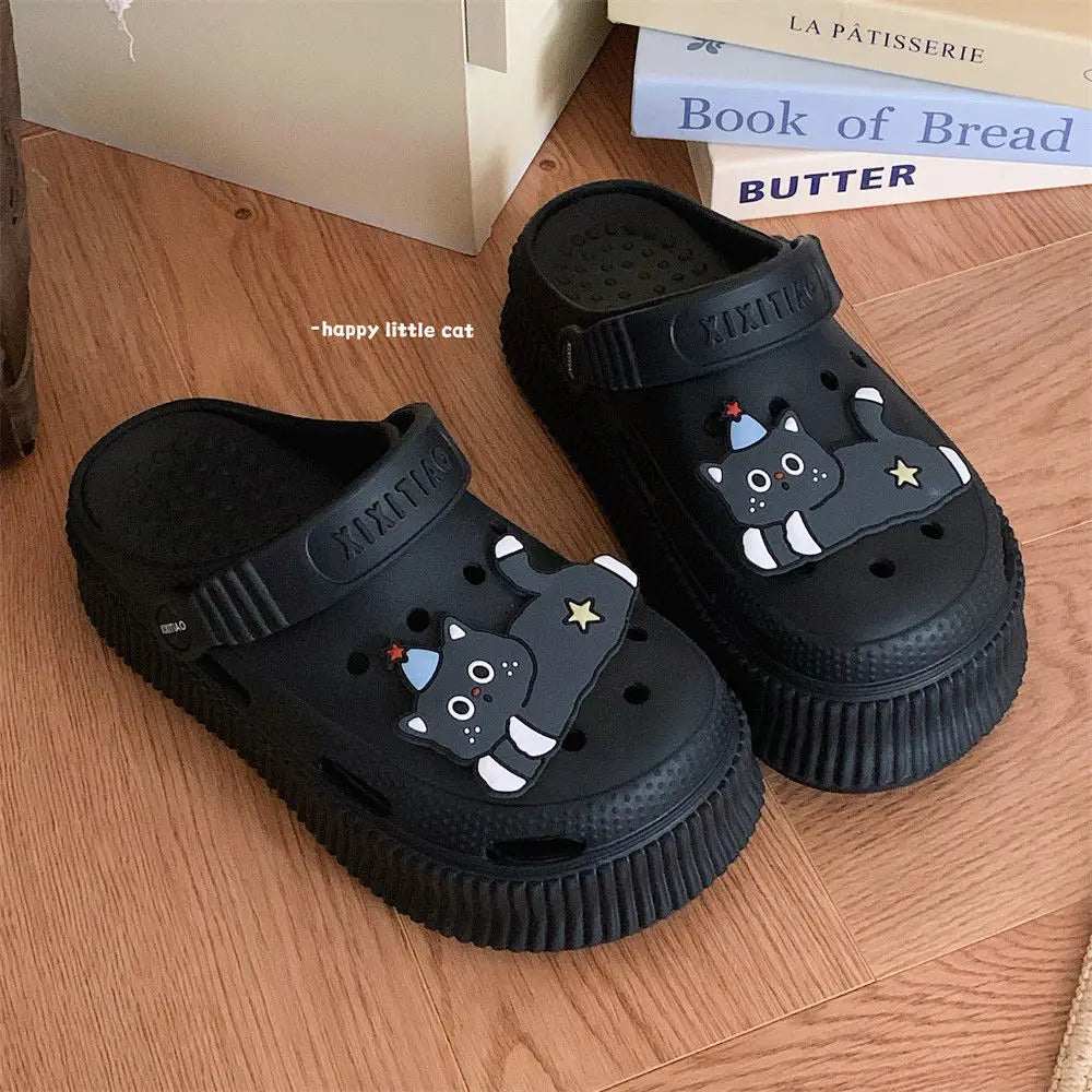 Cartoon Star Cat Slippers – Cozy & Non-Slip Indoor Winter Shoes