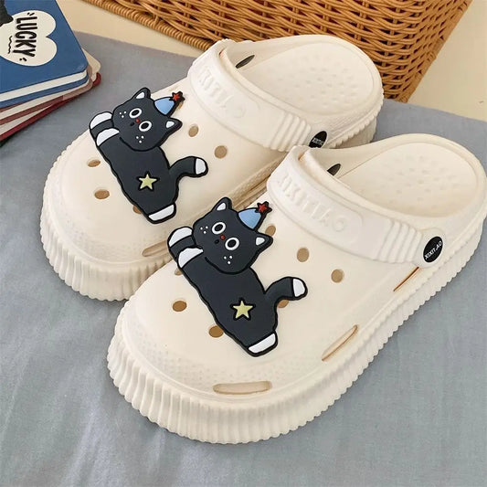 Cartoon Star Cat Slippers – Cozy & Non-Slip Indoor Winter Shoes